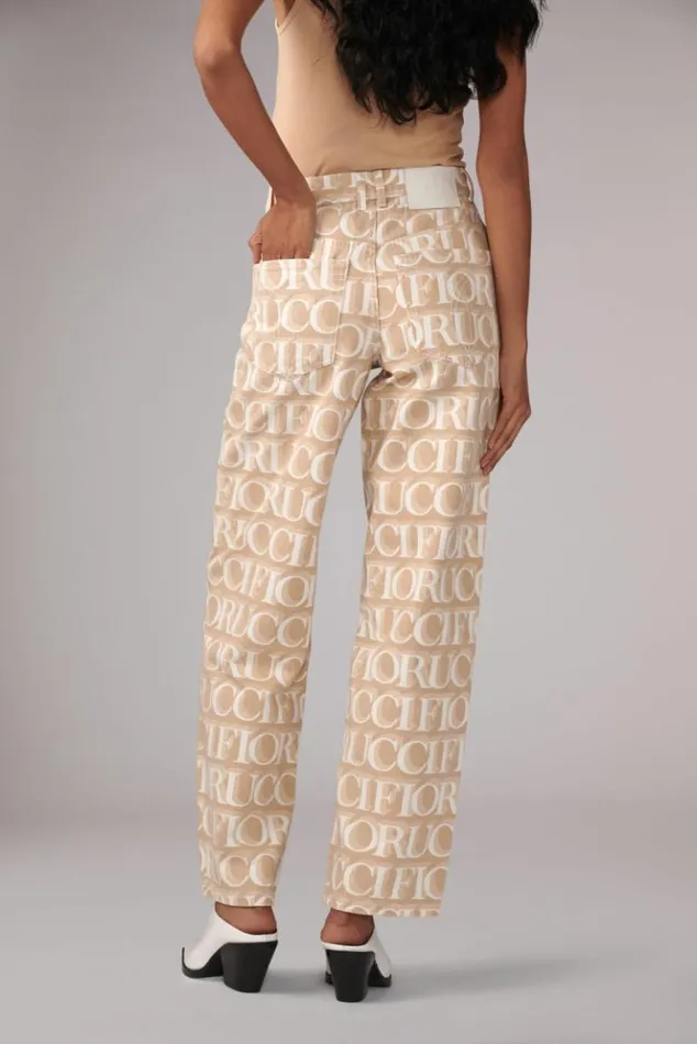 Women Fiorucci Laser Monogram Jeans Cream Cream Women Fiorucci Laser Monogram Jeans Cream Cream