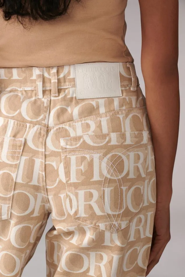 Women Fiorucci Laser Monogram Jeans Cream Cream Women Fiorucci Laser Monogram Jeans Cream Cream