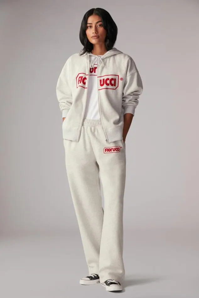 Women Fiorucci Logo ZipUp Hoodie Grey Grey
