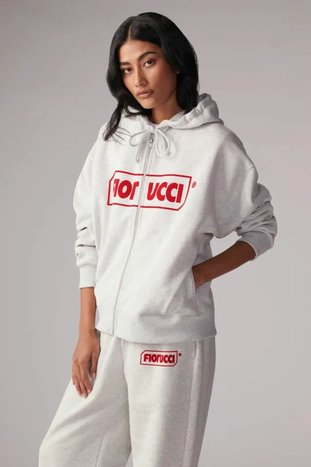 Women Fiorucci Logo ZipUp Hoodie Grey Grey Women Fiorucci Logo ZipUp Hoodie Grey Grey