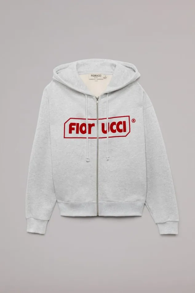 Women Fiorucci Logo ZipUp Hoodie Grey Grey Women Fiorucci Logo ZipUp Hoodie Grey Grey