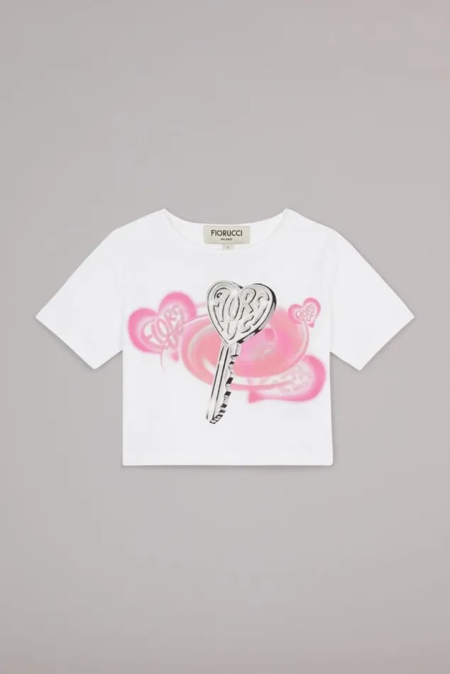 Women Fiorucci Love Is Key Baby TShirt White White Women Fiorucci Love Is Key Baby TShirt White White