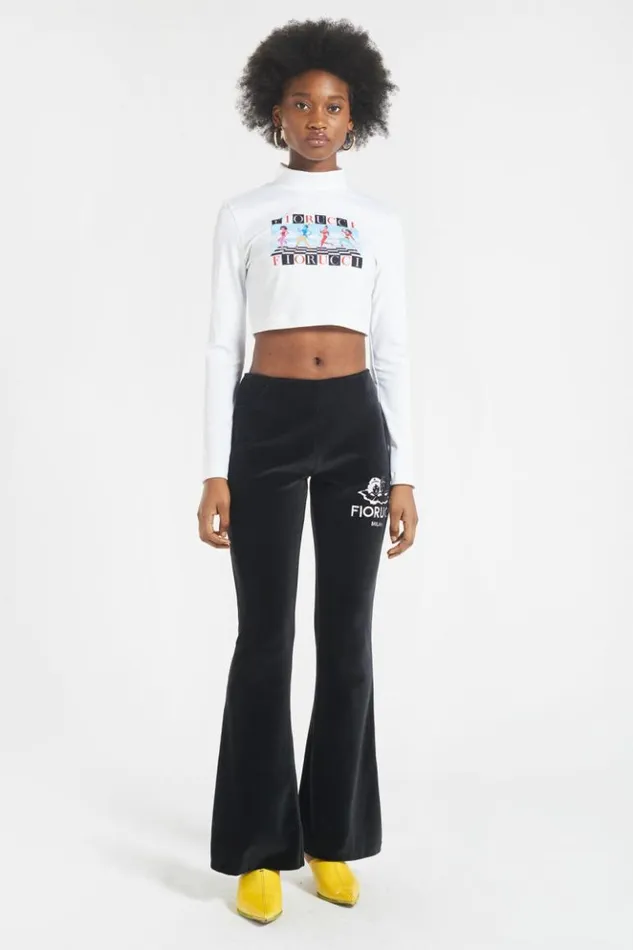 Women Fiorucci Milan Angels Velour Flare Trousers Black Women Fiorucci Milan Angels Velour Flare Trousers Black