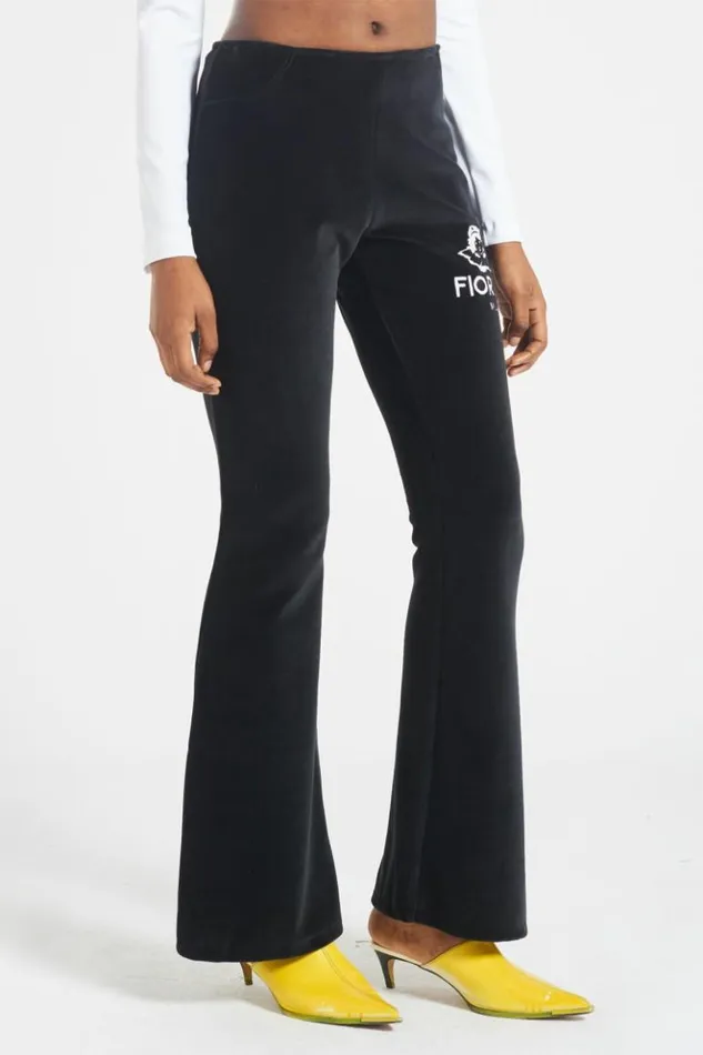 Women Fiorucci Milan Angels Velour Flare Trousers Black Women Fiorucci Milan Angels Velour Flare Trousers Black