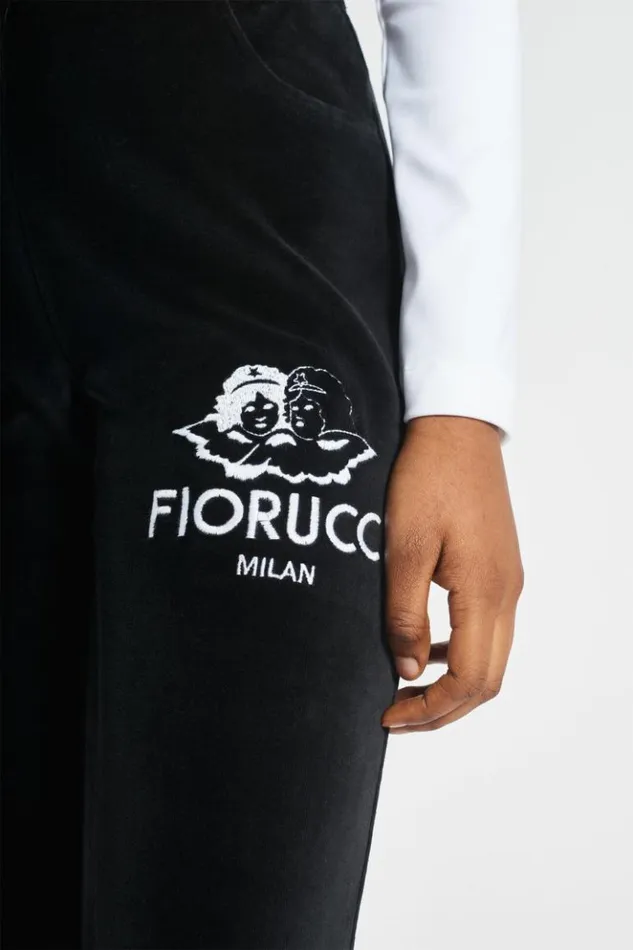 Women Fiorucci Milan Angels Velour Flare Trousers Black Women Fiorucci Milan Angels Velour Flare Trousers Black