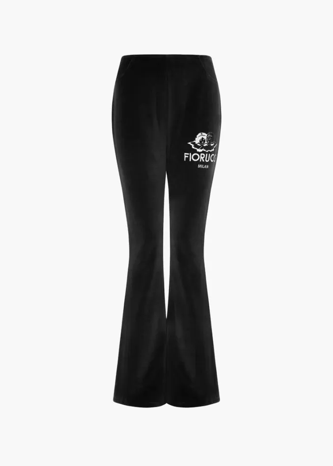 Women Fiorucci Milan Angels Velour Flare Trousers Black Women Fiorucci Milan Angels Velour Flare Trousers Black