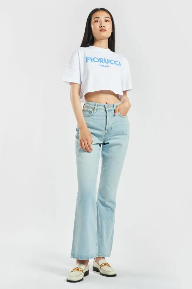 Women Fiorucci Milan Crop TShirt White White Women Fiorucci Milan Crop TShirt White White