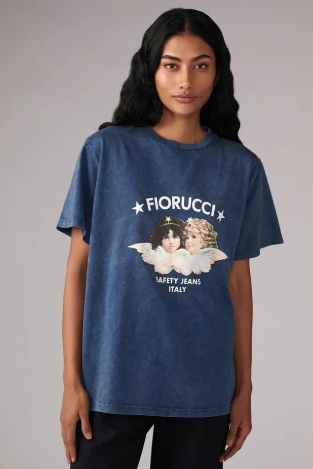 Women Fiorucci Safety Angels TShirt Washed Blue Washed Blue Women Fiorucci Safety Angels TShirt Washed Blue Washed Blue