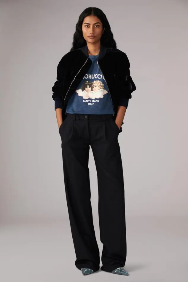 Women Fiorucci Safety Angels TShirt Washed Blue Washed Blue Women Fiorucci Safety Angels TShirt Washed Blue Washed Blue