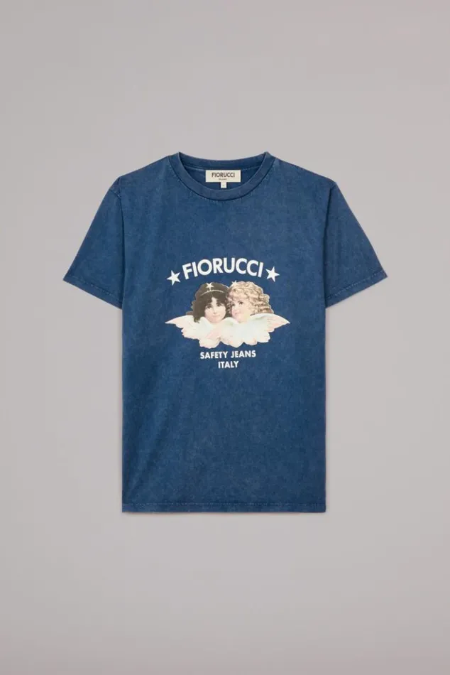 Women Fiorucci Safety Angels TShirt Washed Blue Washed Blue Women Fiorucci Safety Angels TShirt Washed Blue Washed Blue