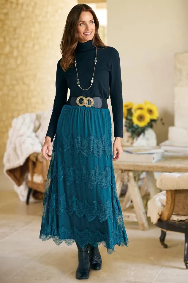 Women Frederica Lace Maxi Skirt Sailor Blue Soft Surroundings Skirts Women Frederica Lace Maxi Skirt Sailor Blue Soft Surroundings Skirts