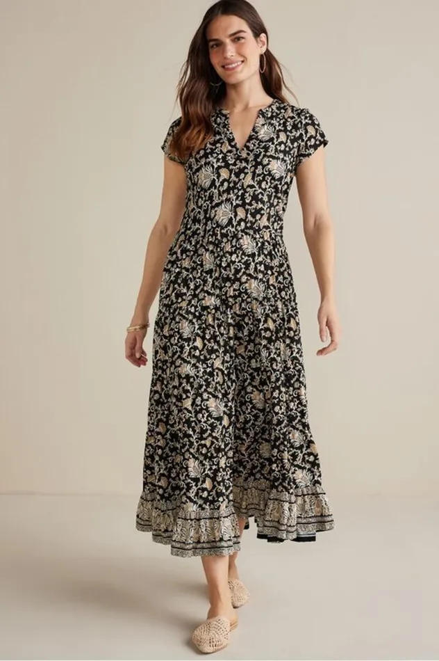 Women Hollis Midi Dress Lisbon Floral Neutral Soft Surroundings Dresses