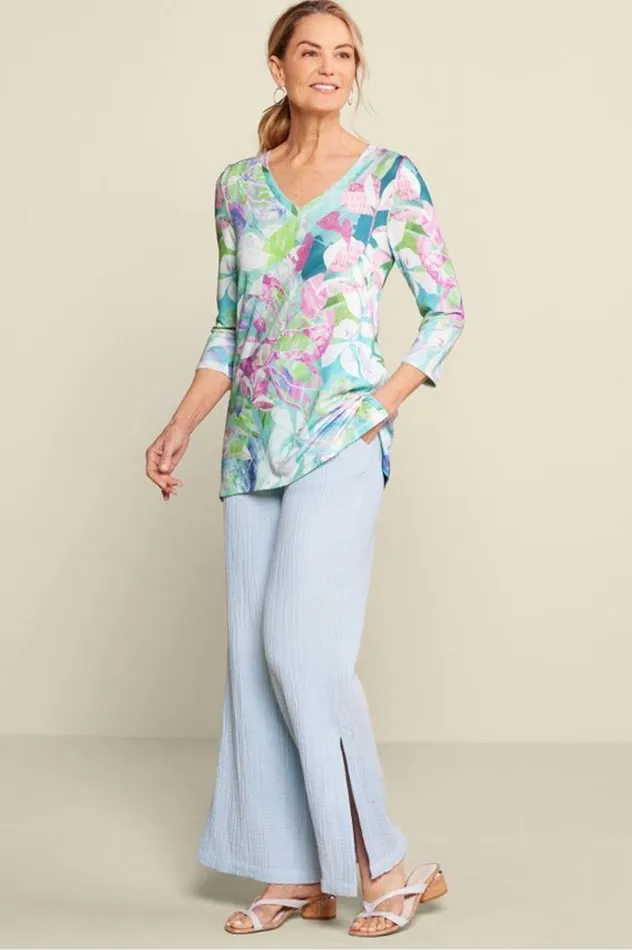 Women Iris 34 Sleeve Tunic Tropical Multi Soft Surroundings Tops Women Iris 34 Sleeve Tunic Tropical Multi Soft Surroundings Tops