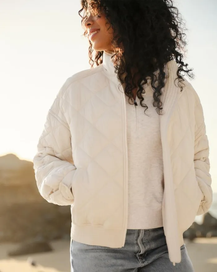 Women Jackets TravisMathew LIGHTS AT NIGHT QUILTED JACKET Pumice Stone