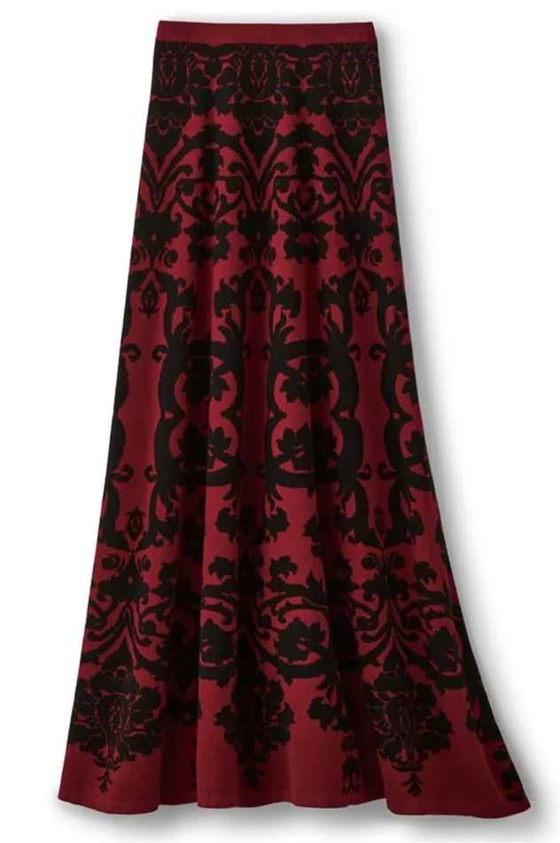 Women Jacobean Sweater Skirt Red Baroque Soft Surroundings Skirts Women Jacobean Sweater Skirt Red Baroque Soft Surroundings Skirts