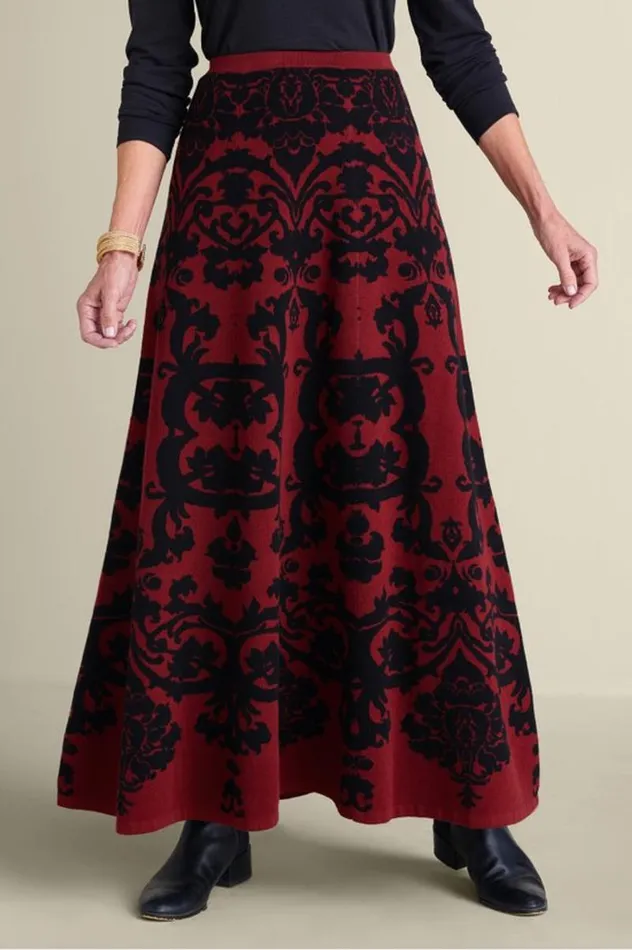 Women Jacobean Sweater Skirt Red Baroque Soft Surroundings Skirts Women Jacobean Sweater Skirt Red Baroque Soft Surroundings Skirts