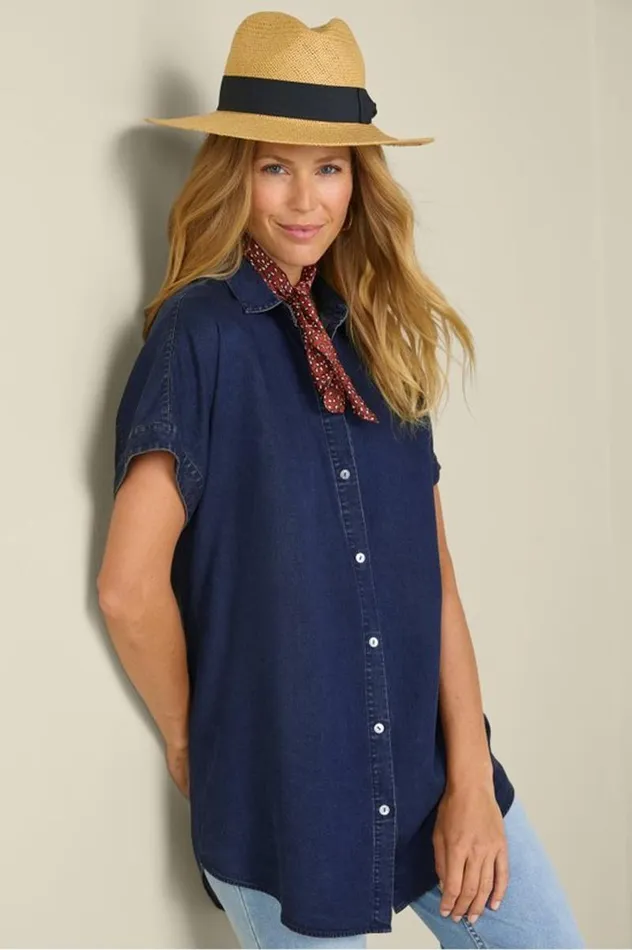 Women Je Veux Tencel Shirt Light Chambray Soft Surroundings Tops Women Je Veux Tencel Shirt Light Chambray Soft Surroundings Tops