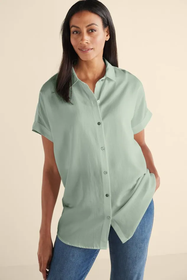 Women Je Veux Tencel Shirt Light Chambray Soft Surroundings Tops Women Je Veux Tencel Shirt Light Chambray Soft Surroundings Tops