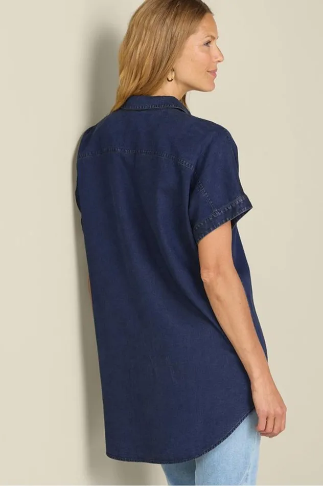 Women Je Veux Tencel Shirt Light Chambray Soft Surroundings Tops Women Je Veux Tencel Shirt Light Chambray Soft Surroundings Tops