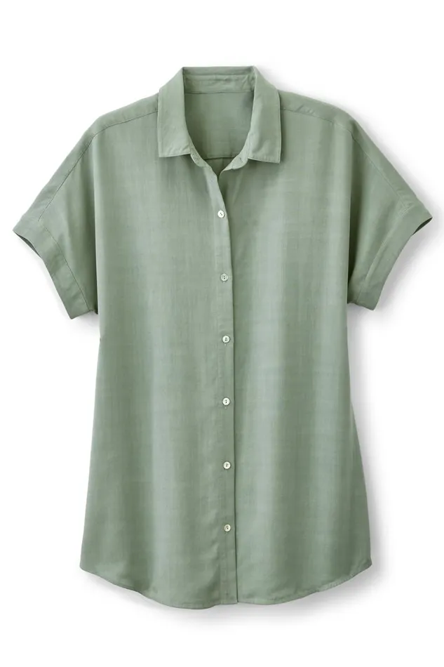 Women Je Veux Tencel Shirt Light Chambray Soft Surroundings Tops Women Je Veux Tencel Shirt Light Chambray Soft Surroundings Tops