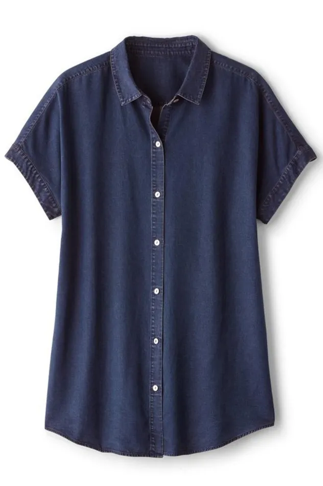 Women Je Veux Tencel Shirt Light Chambray Soft Surroundings Tops Women Je Veux Tencel Shirt Light Chambray Soft Surroundings Tops