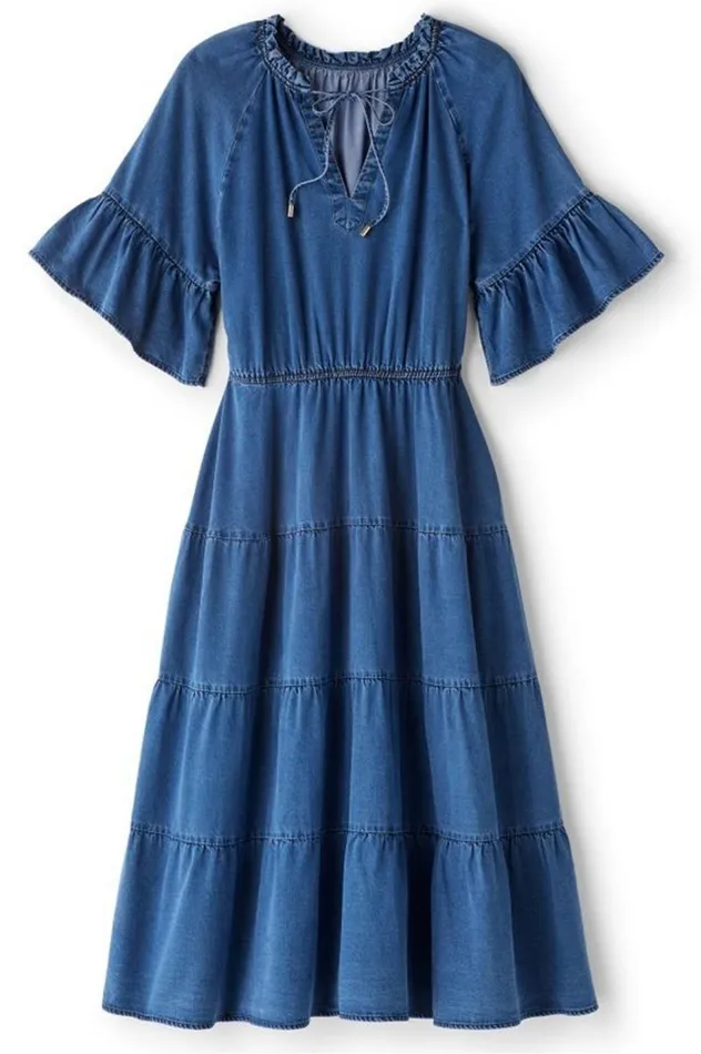 Women Jessanne Tencel Midi Dress Dark Medium Indigo Soft Surroundings Dresses Women Jessanne Tencel Midi Dress Dark Medium Indigo Soft Surroundings Dresses