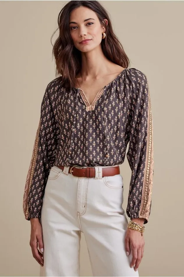 Women Jolene Blouse Neutral Geo Soft Surroundings Tops Women Jolene Blouse Neutral Geo Soft Surroundings Tops