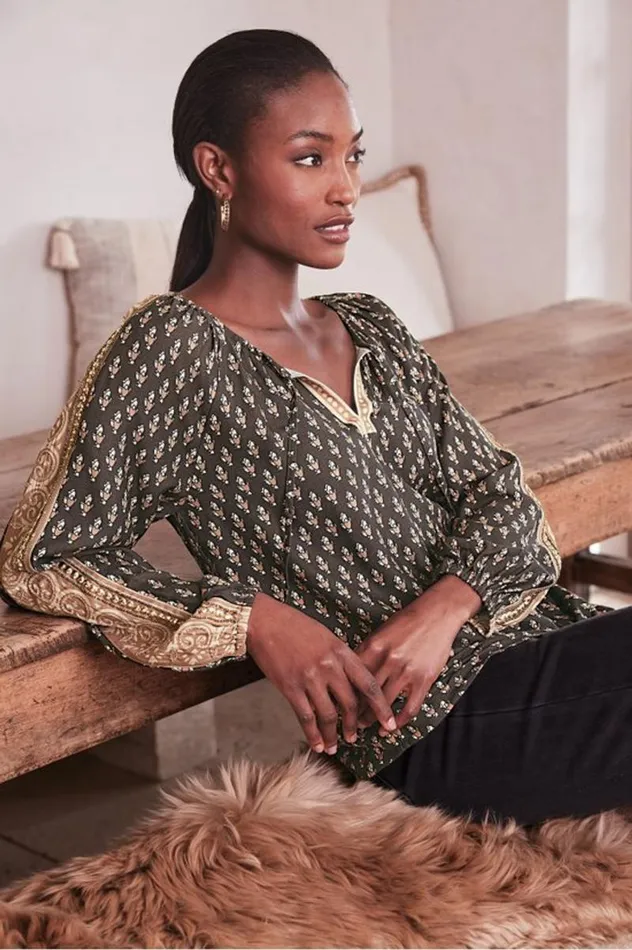 Women Jolene Blouse Neutral Geo Soft Surroundings Tops Women Jolene Blouse Neutral Geo Soft Surroundings Tops