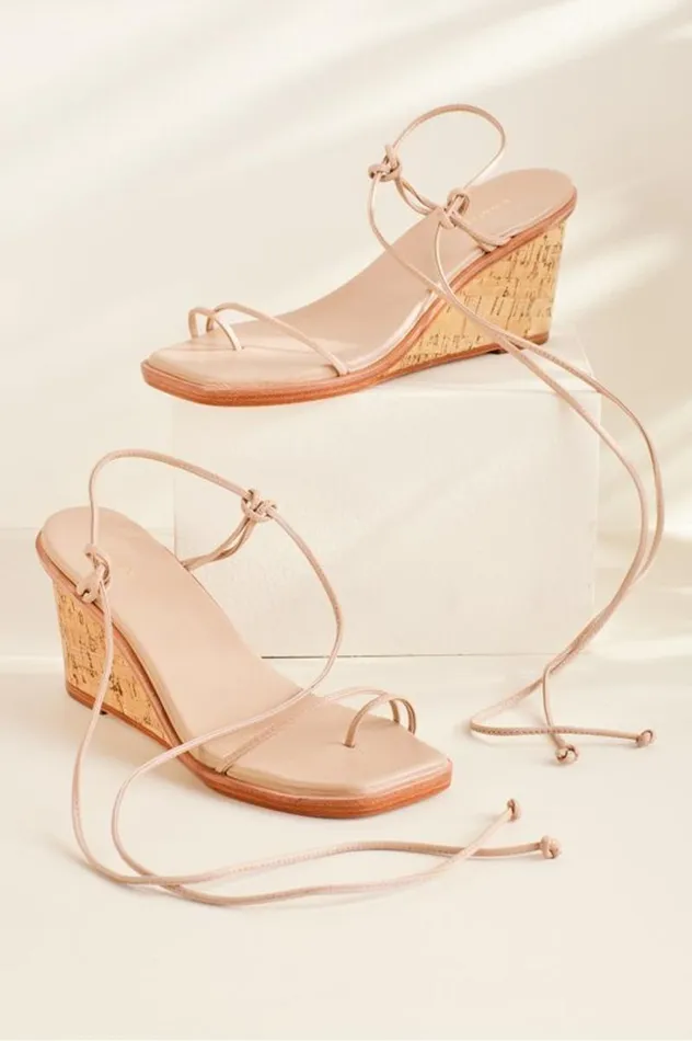 Women Kaanas Amiata Strappy Wedge Sandal Nude Soft Surroundings Shoes