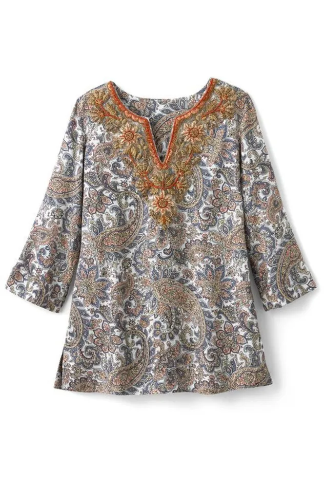 Women Kaimana Embellished Tunic Spring Paisley Soft Surroundings Tops Women Kaimana Embellished Tunic Spring Paisley Soft Surroundings Tops