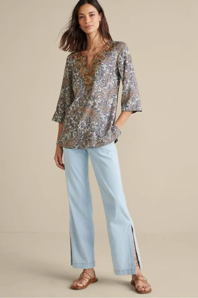 Women Kaimana Embellished Tunic Spring Paisley Soft Surroundings Tops Women Kaimana Embellished Tunic Spring Paisley Soft Surroundings Tops