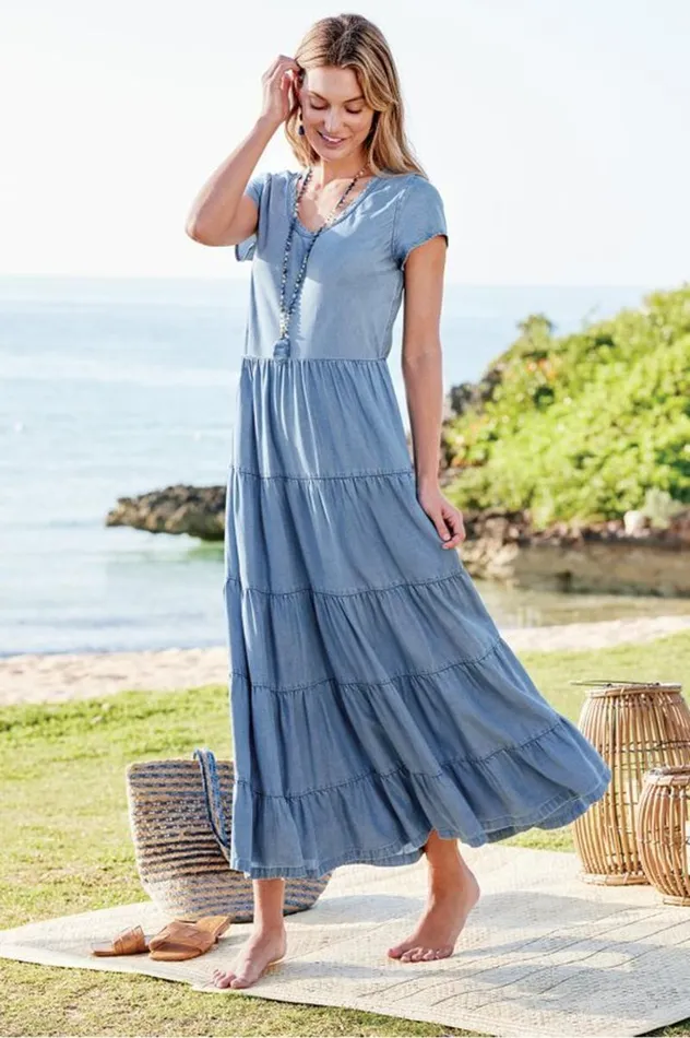 Women Kara Tencel Dress Medium Indigo Soft Surroundings Dresses Women Kara Tencel Dress Medium Indigo Soft Surroundings Dresses