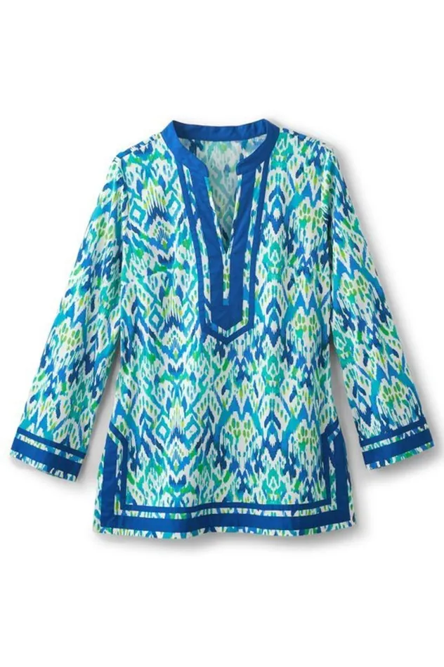 Women Kirti Ikat Tunic Greenteal Ikat Soft Surroundings Tops Women Kirti Ikat Tunic Greenteal Ikat Soft Surroundings Tops