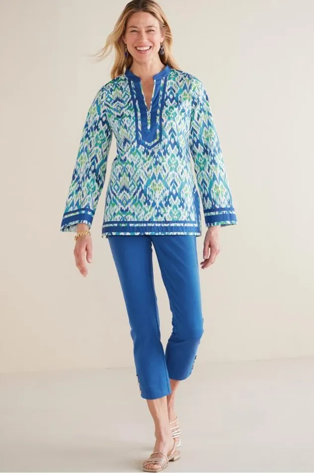 Women Kirti Ikat Tunic Greenteal Ikat Soft Surroundings Tops Women Kirti Ikat Tunic Greenteal Ikat Soft Surroundings Tops