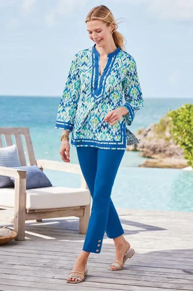 Women Kirti Ikat Tunic Greenteal Ikat Soft Surroundings Tops Women Kirti Ikat Tunic Greenteal Ikat Soft Surroundings Tops