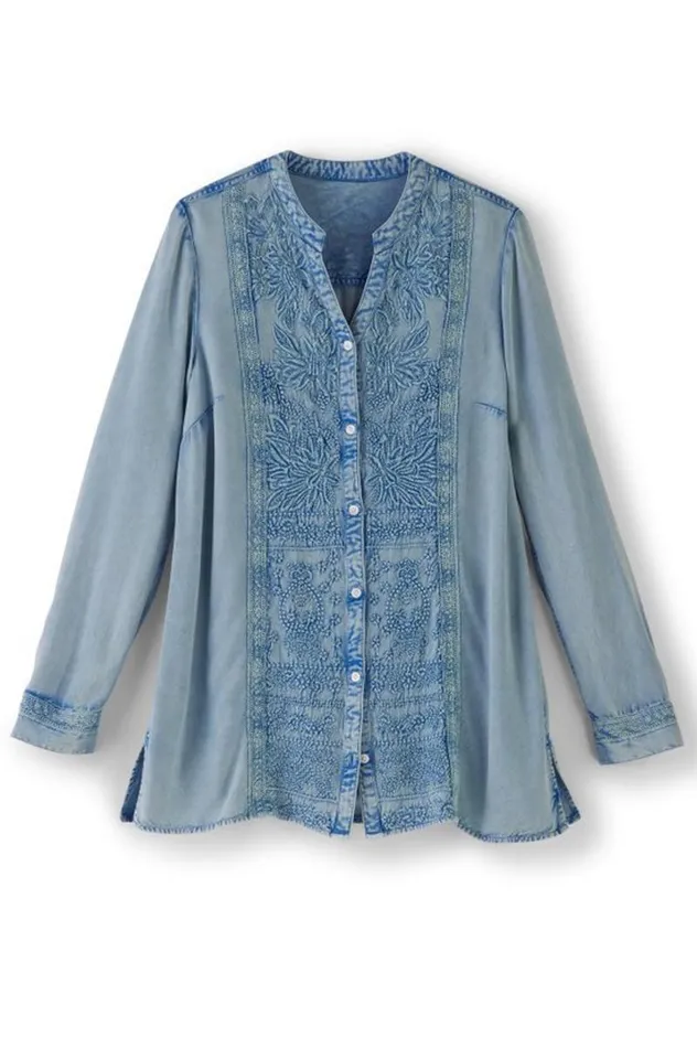 Women Las Olas Shirt Light Blue Soft Surroundings Tops Women Las Olas Shirt Light Blue Soft Surroundings Tops