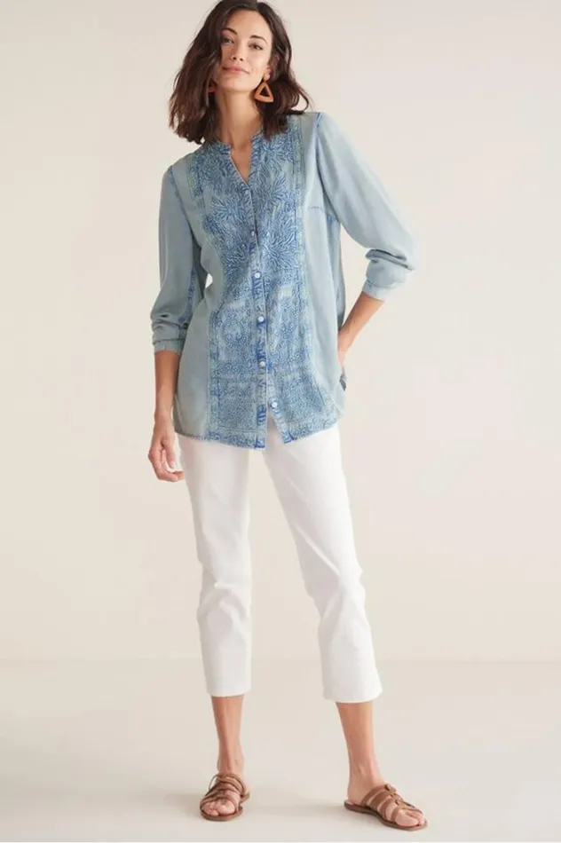 Women Las Olas Shirt Light Blue Soft Surroundings Tops Women Las Olas Shirt Light Blue Soft Surroundings Tops