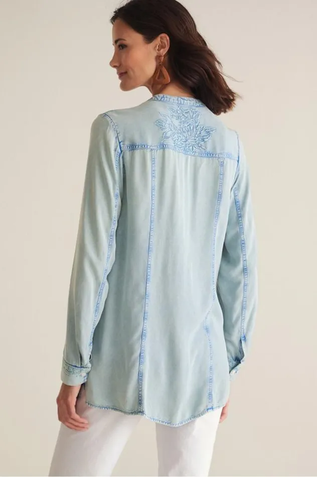 Women Las Olas Shirt Light Blue Soft Surroundings Tops Women Las Olas Shirt Light Blue Soft Surroundings Tops