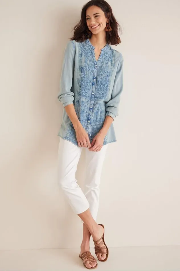 Women Las Olas Shirt Light Blue Soft Surroundings Tops Women Las Olas Shirt Light Blue Soft Surroundings Tops