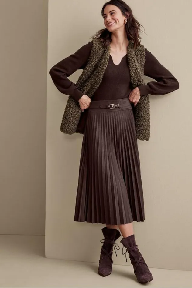 Women Lavina Faux Suede Skirt Dark Brown Soft Surroundings Skirts