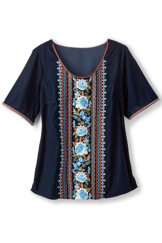 Women Lilian Velvet Top Medieval Blue Soft Surroundings Tops Women Lilian Velvet Top Medieval Blue Soft Surroundings Tops