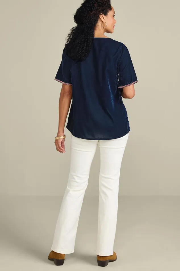 Women Lilian Velvet Top Medieval Blue Soft Surroundings Tops Women Lilian Velvet Top Medieval Blue Soft Surroundings Tops