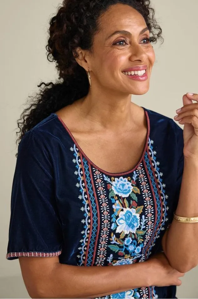 Women Lilian Velvet Top Medieval Blue Soft Surroundings Tops Women Lilian Velvet Top Medieval Blue Soft Surroundings Tops