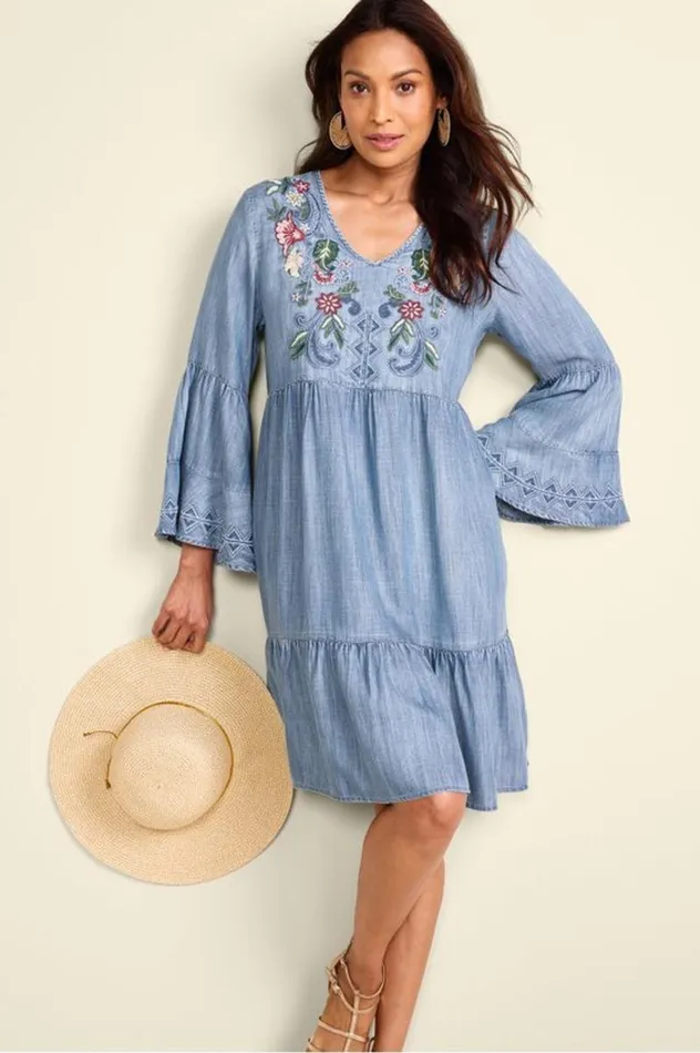 Women Lina Short Dress Light Chambray Soft Surroundings Dresses Women Lina Short Dress Light Chambray Soft Surroundings Dresses