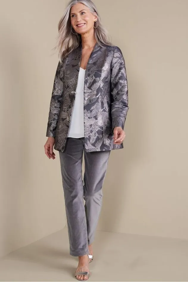 Women Lismore Jacquard Jacket Gray Tapestry Soft Surroundings Jackets and Coats Women Lismore Jacquard Jacket Gray Tapestry Soft Surroundings Jackets and Coats