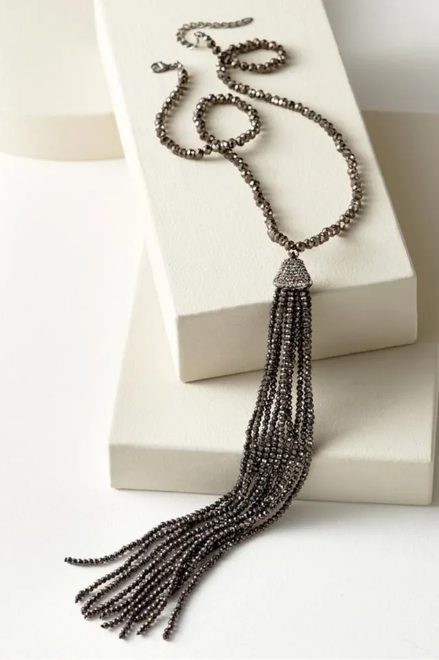 Women Luciana Tassel Necklace Hematite Soft Surroundings Jewelry
