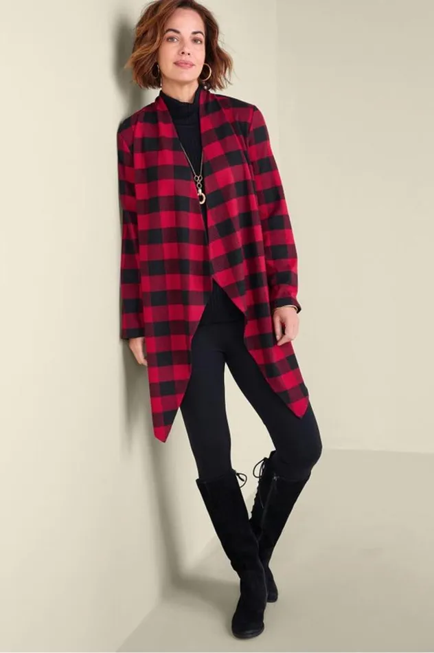Women Mad About Plaid Topper Rio Red Buffalo Check Soft Surroundings Toppers Women Mad About Plaid Topper Rio Red Buffalo Check Soft Surroundings Toppers
