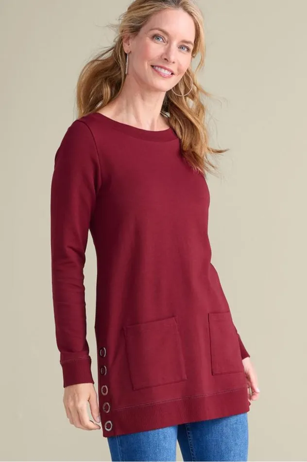 Women Make It Snappy Pullover Cabernet Soft Surroundings Tops