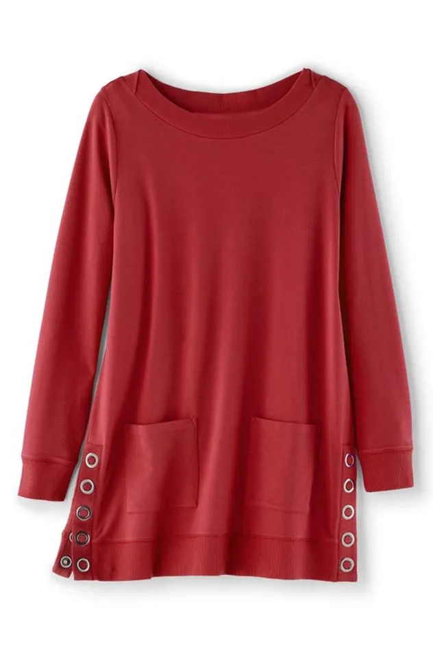 Women Make It Snappy Pullover Cabernet Soft Surroundings Tops Women Make It Snappy Pullover Cabernet Soft Surroundings Tops