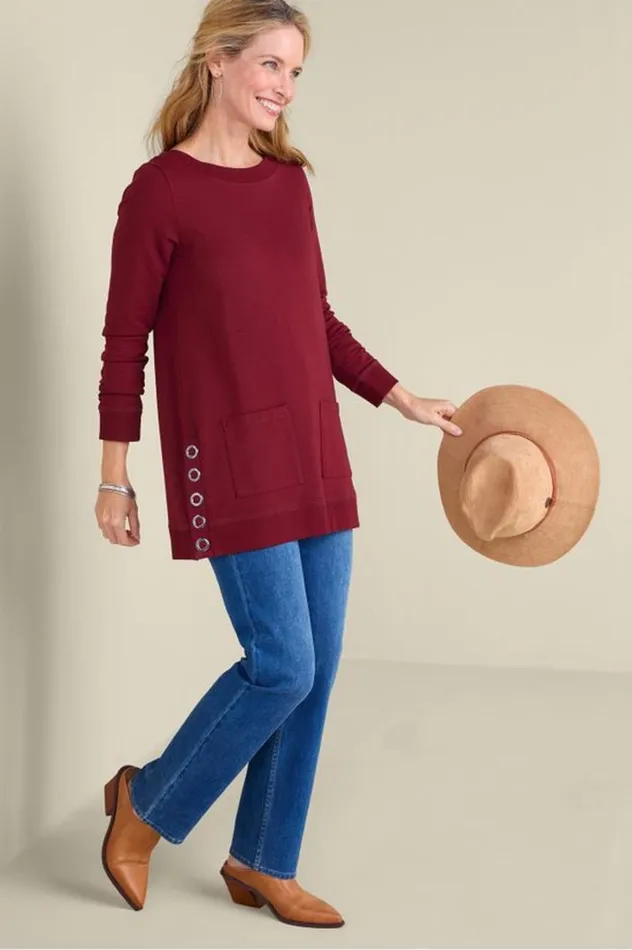 Women Make It Snappy Pullover Cabernet Soft Surroundings Tops Women Make It Snappy Pullover Cabernet Soft Surroundings Tops